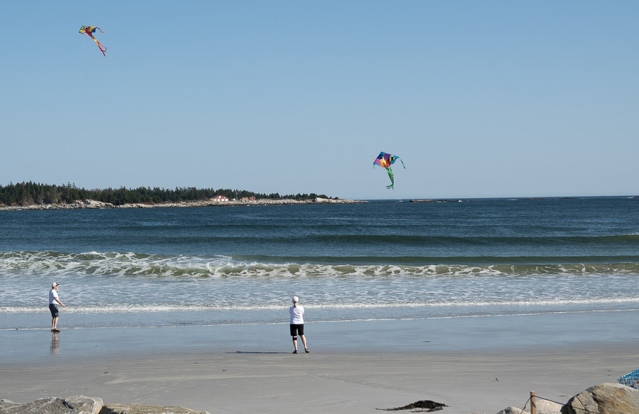 Kite flying on Crescent Beach, Lockeport, Nova Scotia